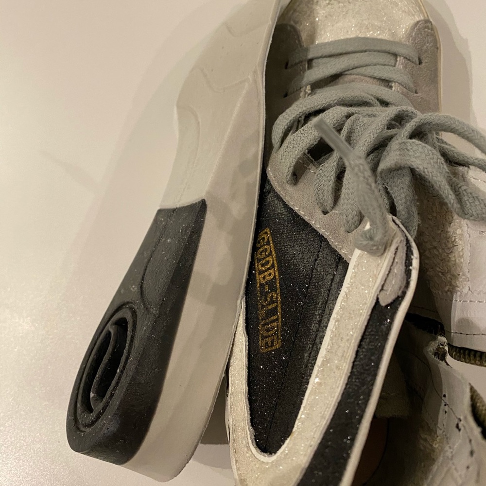 Golden Goose Slide Sneaker Black White Shimmer NIB - Picture 13 of 13
